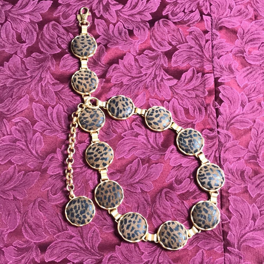 Vintage 80s Chain Faux Leopard Women Belt